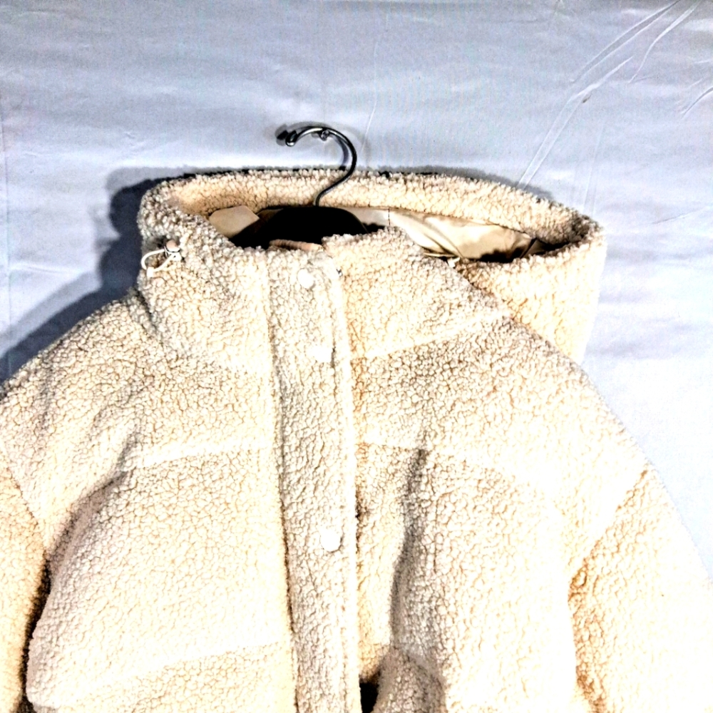 Good American NWT Women's Size 8 Faux Shearling Sherpa Heavy Puffer Coat - Picture 7 of 8